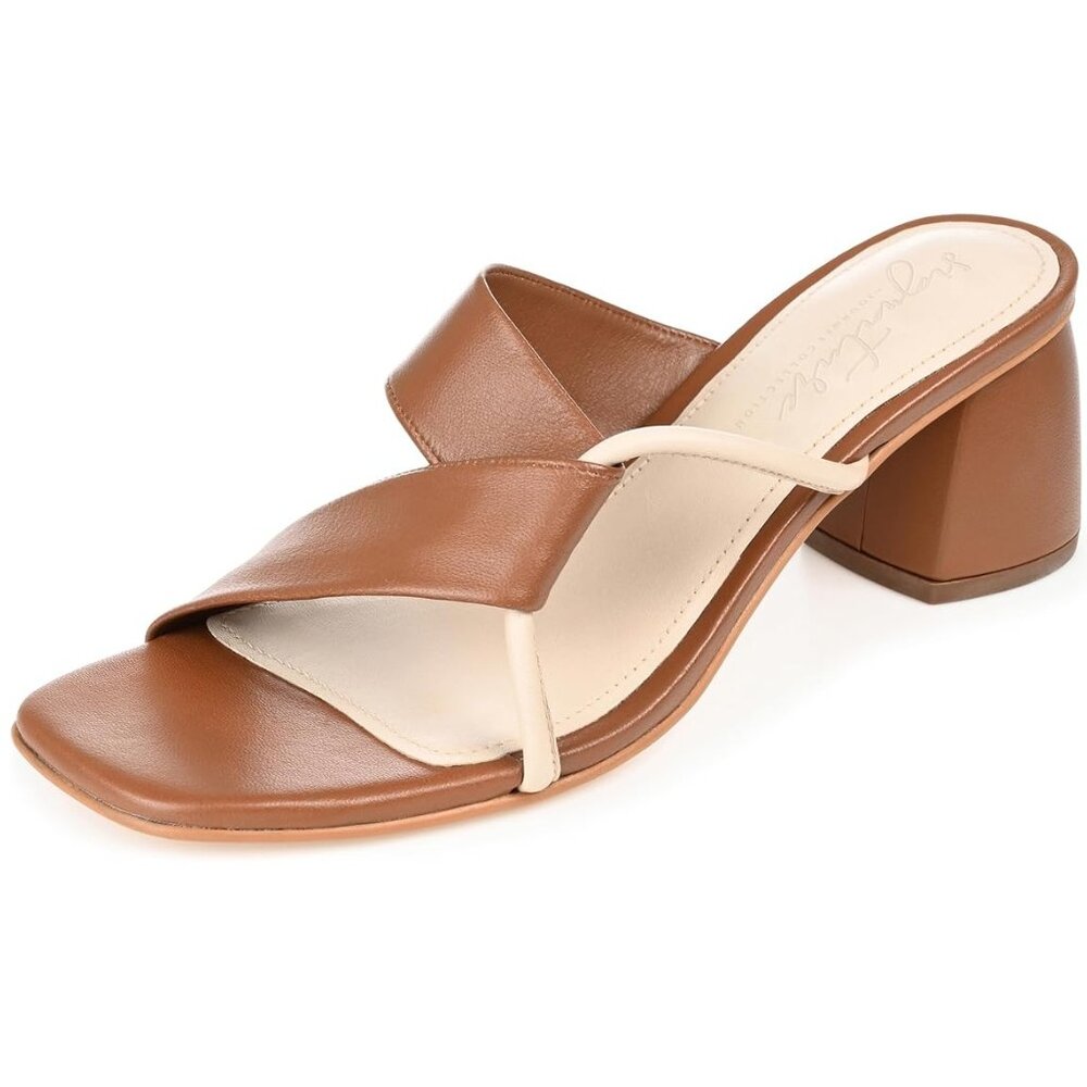 NiB Journee Women Jossette Open Toe Heeled Sandals Brown Size 7 M $80 RY1400
